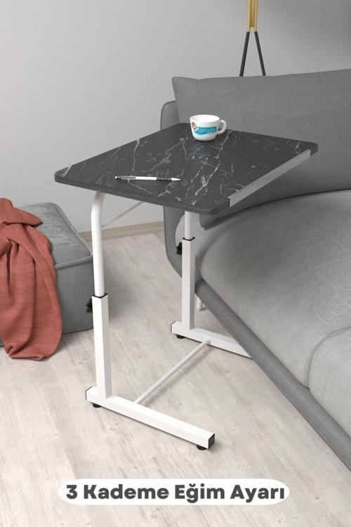 Eğim Yükseklik Ayarlı Laptop Sehpası Kahvaltı Ders Çalışma Bilgisayar Ofis Yemek Masası Metal Ayak