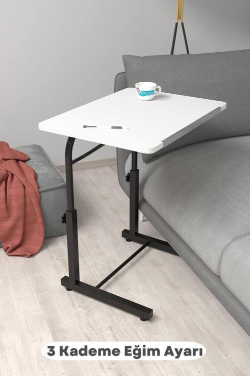 Eğim Yükseklik Ayarlı Laptop Sehpası Kahvaltı Ders Çalışma Bilgisayar Ofis Yemek Masası Metal Ayak