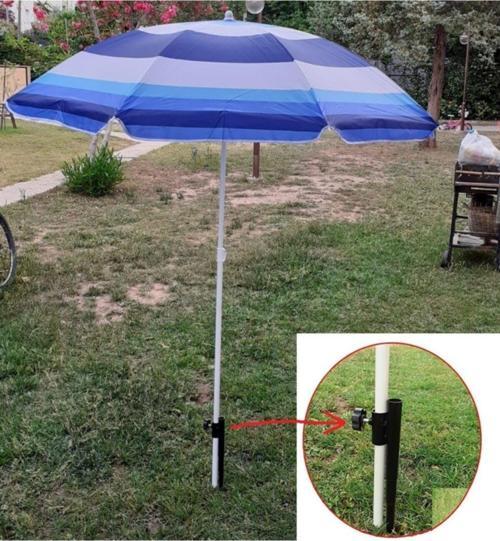 Plaj Deniz Bahçe Balkon Piknik Kamp Şemsiyesi Ve Sabitleme Kazığı 2Li Set 180Cm