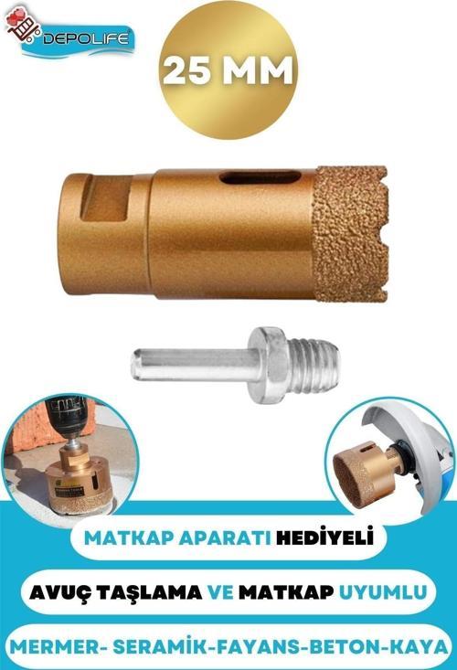 25 Mm Granit Mermer Seramik Fayans Beton Taş Delme Panç Spiral Avuç Taşlama Matkap Uyumlu M14 Aparat
