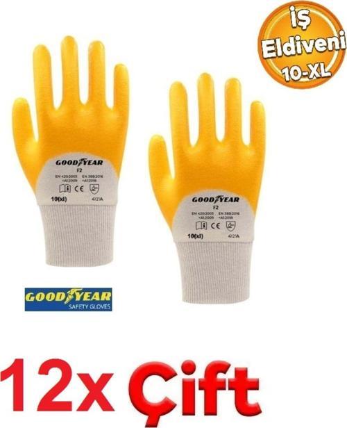 Goodyear F2 Nitril Full Kaplama Eldiven Kalın Nitrit Kaplama Sızdırmaz 12 Çift Xl