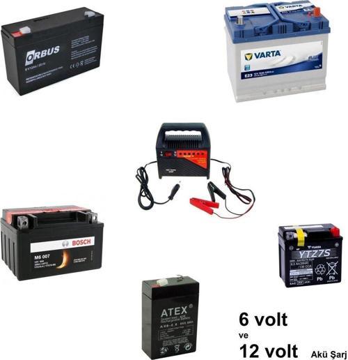 Araç Aküsü Ups Aküsü Güç Kaynağı Aküsü Tekne Akülü Araba Şarj Cihazı 6Volt 12 Volt 6 Amper