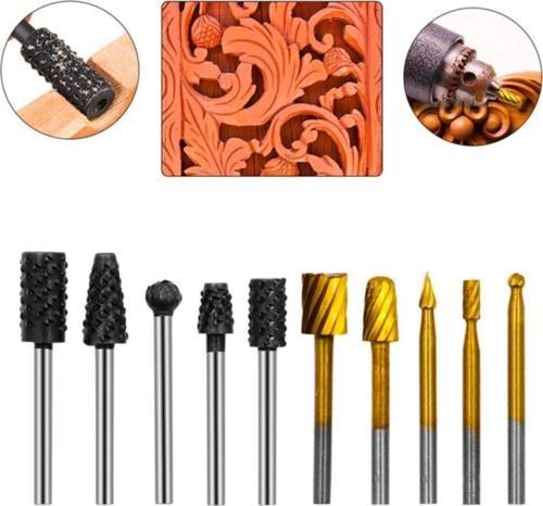 Mini Gravür Makinası Için Ahşap Oyma Törpüleme Delme Eğe Freze Uç Seti Kalıpçı 11 Parça Kalıpçı