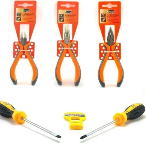 Mini Pense Keski Karga Burun Karbon Uçlu Yıldız Düz Tornavida Set