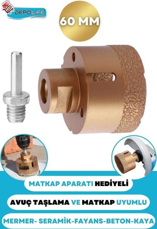60 Mm Granit Mermer Seramik Fayans Beton Taş Delme Panç Spiral Avuç Taşlama Matkap Uyumlu M14 Aparat