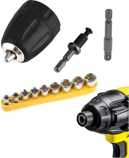 Hex Adaptörlü Shank 1/4" 3/8" Mandren 1/2"Uzatma Matkap Vidalama Lokmalı Uç Hex Bit Seti