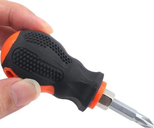 Tombul Kısa Tornavida 1/4 Hex 2 Yönlü Yıldız Düz Bits Uç 2 Parça Set