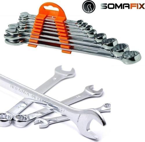 Somafıx Sf-3505 Kombine 8 Parça Anahtar Seti Profesyonel Paslanmaz Krom Çelik 2 Yönü Düz Yıldız