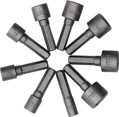Somun Sökücü Bits Lokma Seti 1/4"Vidalı Metrik Adaptör Matkap Ucu 5 Ila 13Mm Altıgen Şaft 9 Parça