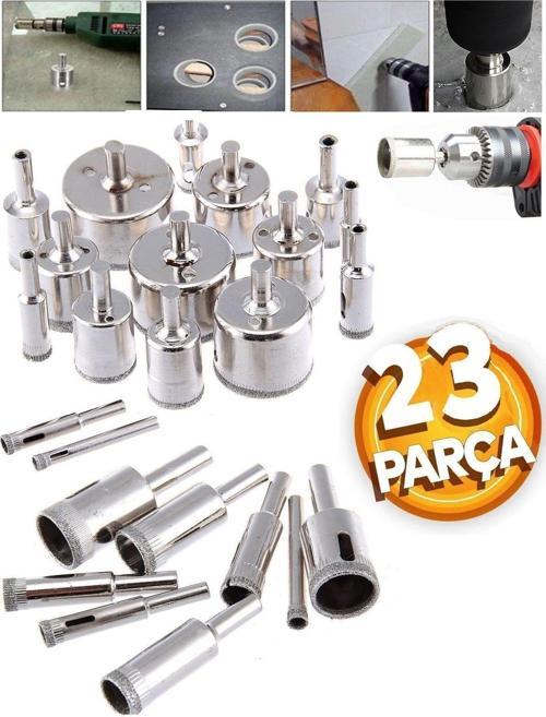 Elmaslı Boru Tipi Panç 23 Parça (3Mm-60Mm) Mermer Granit Fayans Cam Yuvarlak Delme Matkap Uyumlu