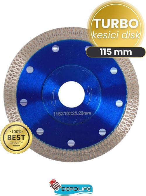Fayans Granit Mermer Taş Kesme Testeresi Elmas Örgülü Turbo Kesici Disk 115Mm