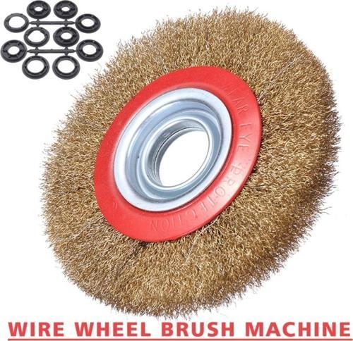 Taşlama Motoru Çelik Fırçası 150Mm Spiral Sarı Tel Fırça Kir Pas Yağ Sökme Parlatma Fırçası