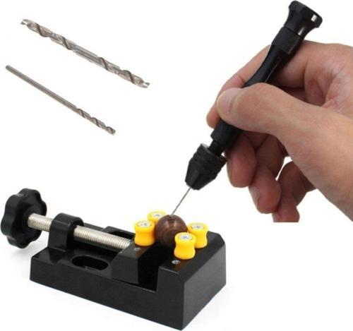 Mini Çok Amaçlı Detay Çalışma Mengenesi 57 Mm Ve Mekanik El Matkabı Seti 4.6Mm 2 Li Matkap Ucu Set