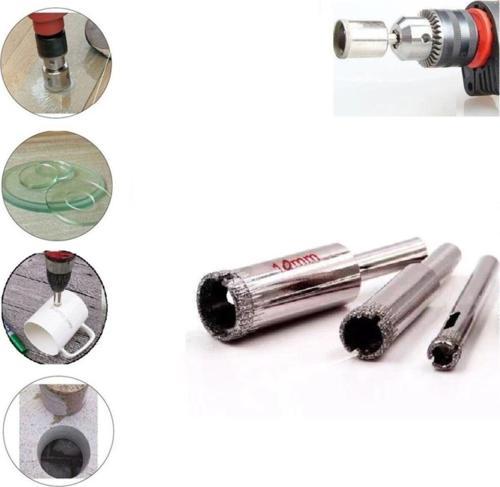 Mermer Granit Fayans Cam Yuvarlak Delme Pancı 3Mm 4Mm 12Mm Elmas Uç Delik Açma Matkap Karot 3 Parça