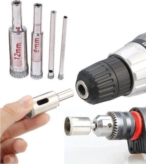 Mermer Granit Fayans Cam Yuvarlak Delme Pancı 3Mm 4Mm 5Mm 6Mm Elmas Uç Delik Açma Matkap 4 Parça