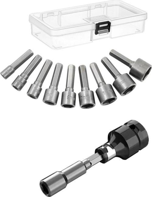 Somun Sökme Sıkma Torklu Makine İçin 9 Adet Lokma Seti Ve Bits Adaptör 1/2 Hex