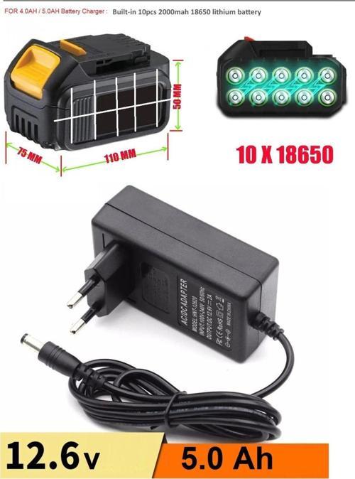 Şarjlı Matkap Için Şarj Adaptörü 12 Volt 14V 18V 20V 48V 58V Li-On Pil Şarj 5.0 Mh Üniversal