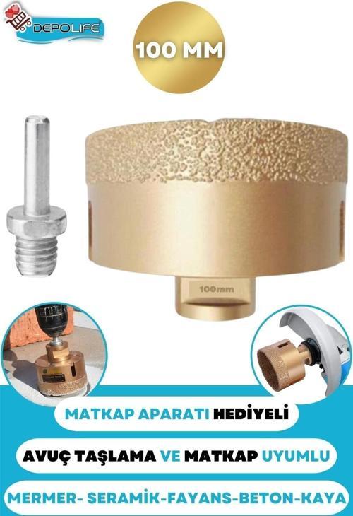 100Mm Granit Mermer Seramik Fayans Beton Taş Delme Panç Spiral Avuç Taşlama Matkap Uyumlu M14 Aparat