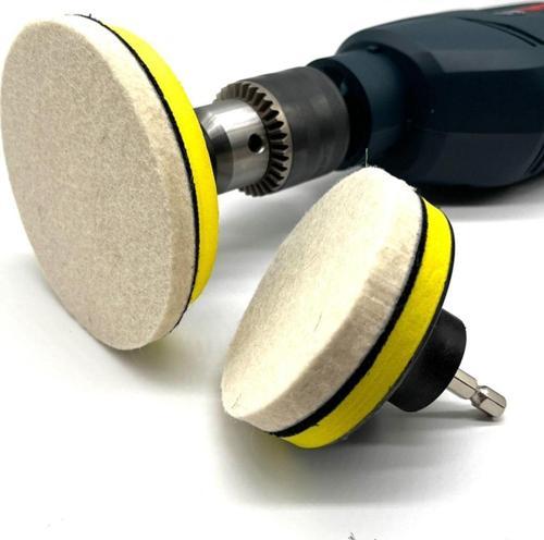 Yün Keçe Parlatma Pedi 115Mm Destekli Pad Matkap Adaptörü Seti Cam Metal Çelik Parlatma Polisaj Seti