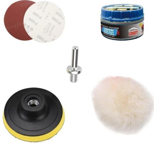 Oto Araç Kaporta Boya 115 Mm Cırt Taban Pasta Cila Bone Polisaj Seti Matkap Uyumlu Zımpara