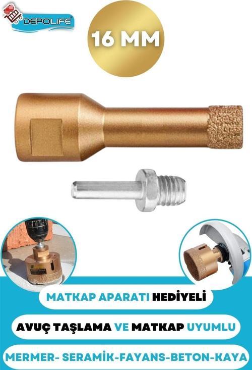 16 Mm Granit Mermer Seramik Fayans Beton Taş Delme Panç Spiral Avuç Taşlama Matkap Uyumlu M14 Aparat