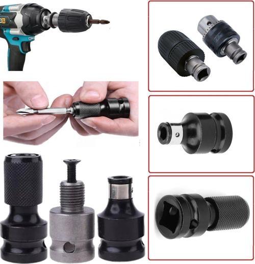 1/2 Matkap Chuck Mandren Adaptör Somun Sökme Makinesini Hex Bits Vidalamaya Dönüştürme Aparat Seti