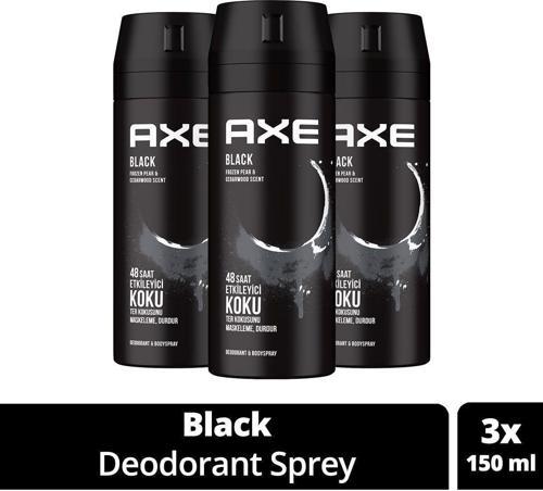 Erkek Deodorant & Bodyspray Black 48 Saat Etkileyici Koku Vücut Spreyi 150 Ml X3 Adet
