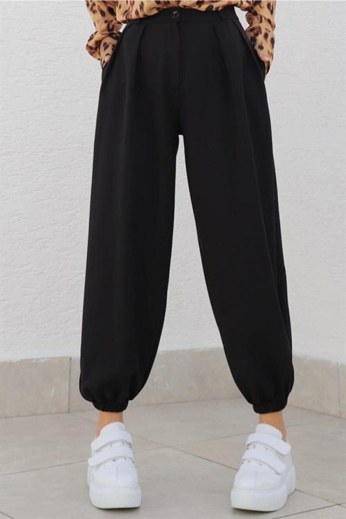 Siyah Maskülen Paçası Lastikli Jogger Pantolon Siyah M