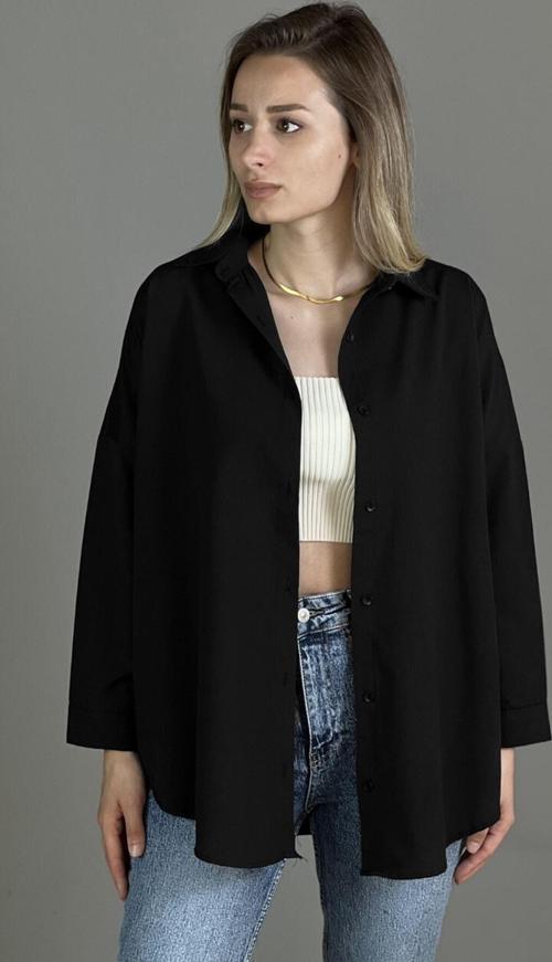 Yeni Sezon Oversize Siyah Kadın Gömlek Siyah L