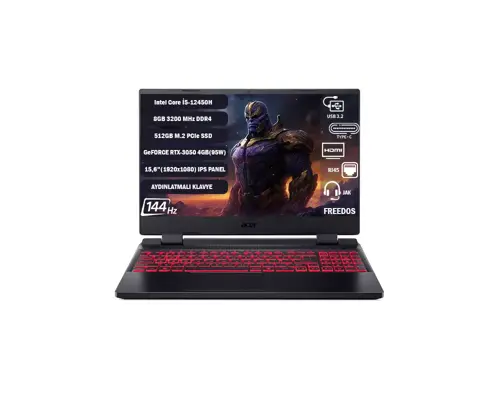 Nitro 5 AN515-58-544K NH.QFJEY.007 i5-12450H 8 GB 512 GB SSD RTX3050 15.6" Full HD Gaming Laptop