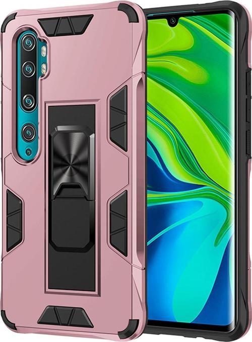 Xiaomi Mi Note 10 Lite Kapak Standlı Mıknatıslı Tank Kılıf - Rose Gold