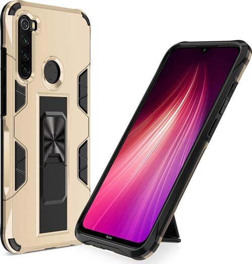 Xiaomi Redmi Note 8 Kapak Standlı Mıknatıslı Tank Kılıf - Gold