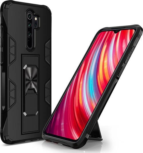 Xiaomi Redmi Note 8 Pro Kapak Standlı Mıknatıslı Tank Kılıf - Siyah