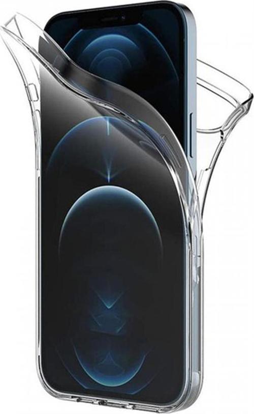 Apple iPhone 12 Pro Max Kapak 360 Derece Ön ve Arka Tam Koruma Şeffaf Silikon Kılıf