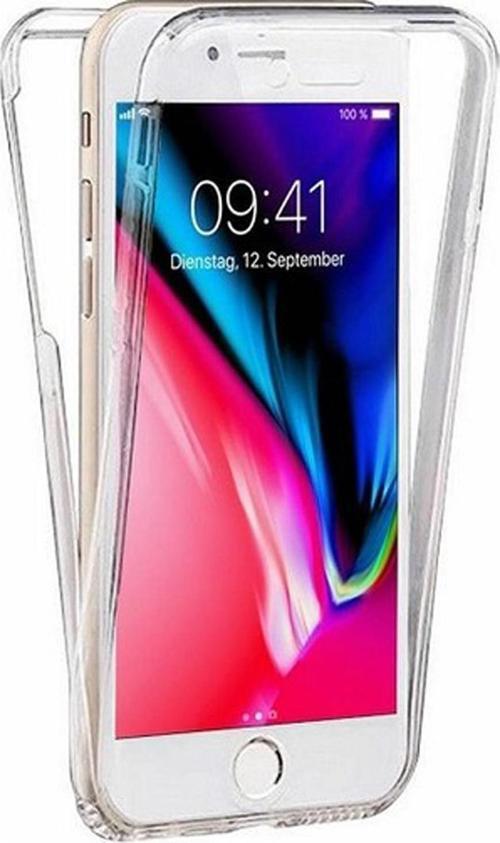 Apple iPhone 8 Kapak 360 Derece Ön ve Arka Tam Koruma Şeffaf Silikon Kılıf