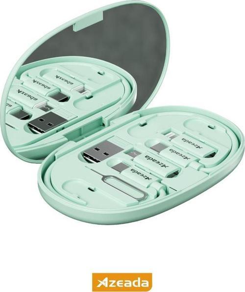 AZEADA Aynalı Çok Fonksiyonlu Dijital Saklama Kutusu 60W 4 Uçlu Type-C Lighting Micro Usb