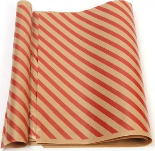 Kırmızı Çizgi Baskılı 40Gr İthal Şamua Kraft Ambalaj Kağıdı 70x100CM