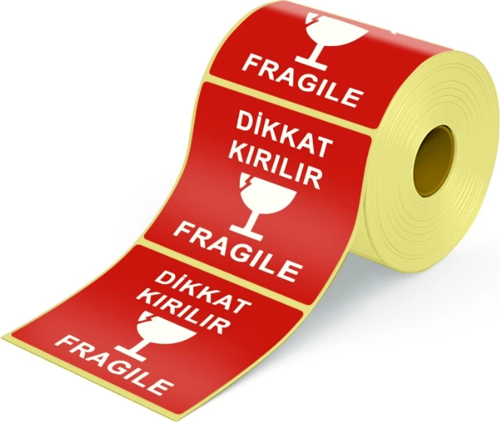 Dikkat Kırılır Etiketi 10x10 - 250 Etiket