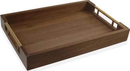 NATURA METAL KULPLU AKASYA TEPSİ GOLD 38X26CM