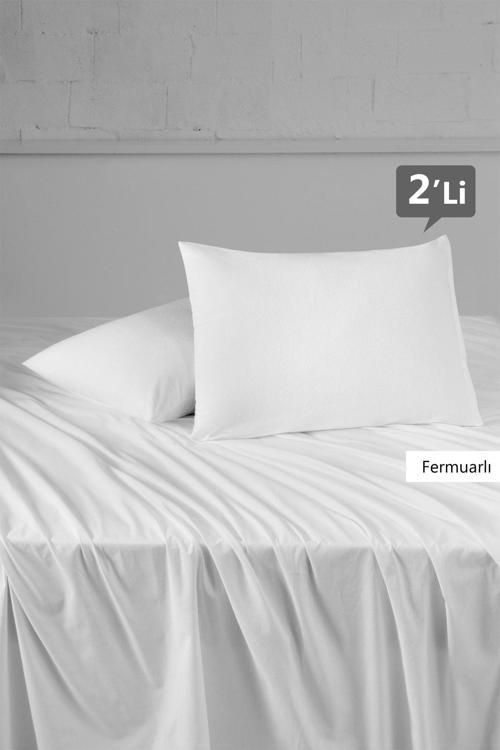 Terry Cotton Pamuklu 2'Li Fermuarlı Sıvı Su Geçirmez Yastık Koruyucu Alezi 50X70 Cm