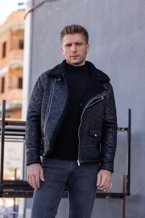 Kuzey Model Erkek Napa Deri Mont S Siyah