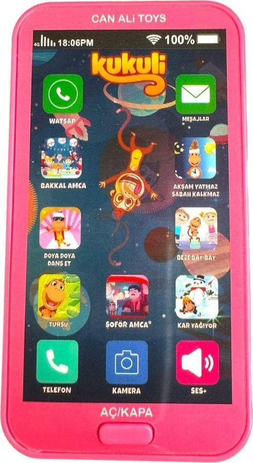 Oyuncak Kukuli Telefon Sesli Işıklı Müzikli Oyuncak Pembe Çocuk Telefonu