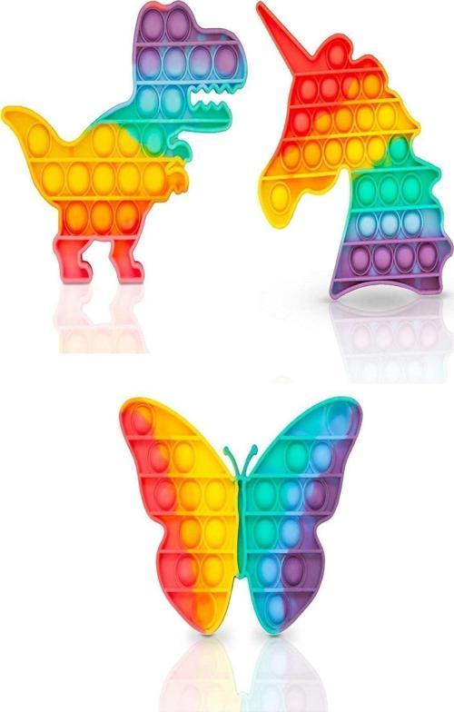Popit Oyuncak Pop It Push Buble Fidget Kelebek Unicorn Ve Dinozor Zihinsel Ve Duyusal 3 Üi Set