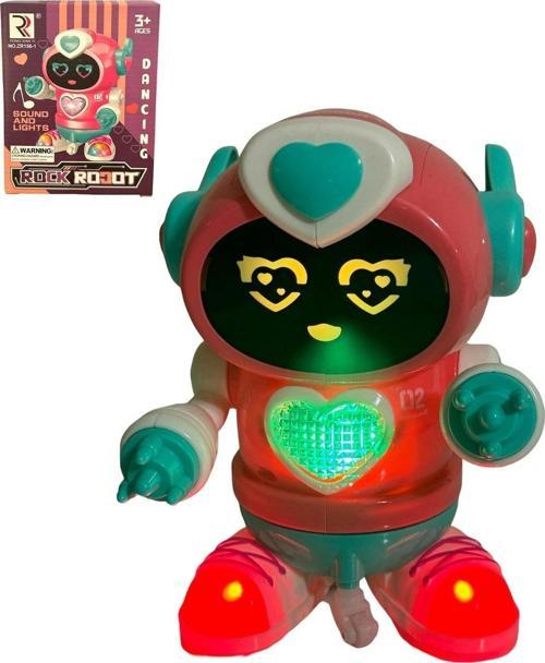 Robot Çarp Dön Sesli Işıklı 5 fonksiyonlu 15cm Pembe Renk DANCEROBOT