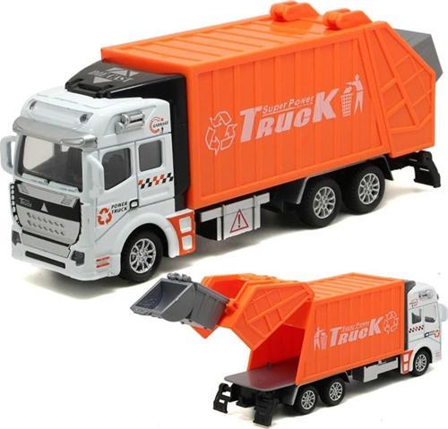 Çöp Kamyonu Oyuncak Metal Çöp Kamyonu Çek Bırak Özellikli TURUNCU 22 cm