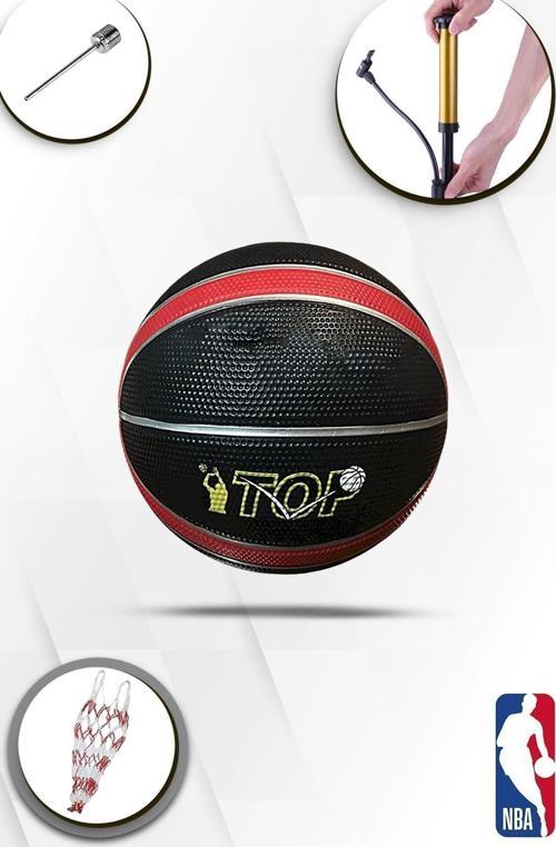 Prof. Maç/Antreman Kaymaz Kauçuk Iç/Dış Saha Uygun 7 Numara Basketbol Topu + File,Şişirme Iğnesi,Pom