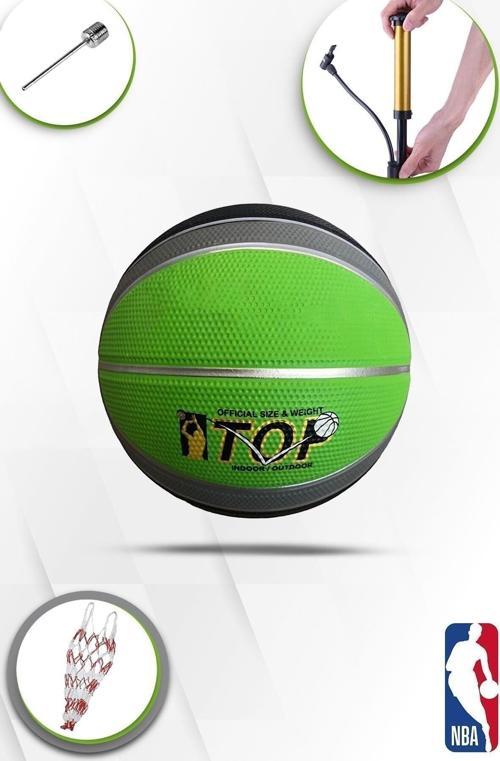 Prof. Maç/Antreman Kaymaz Kauçuk Iç/Dış Saha Uygun 7 Numara Basketbol Topu + File,Şişirme Iğnesi,Pom