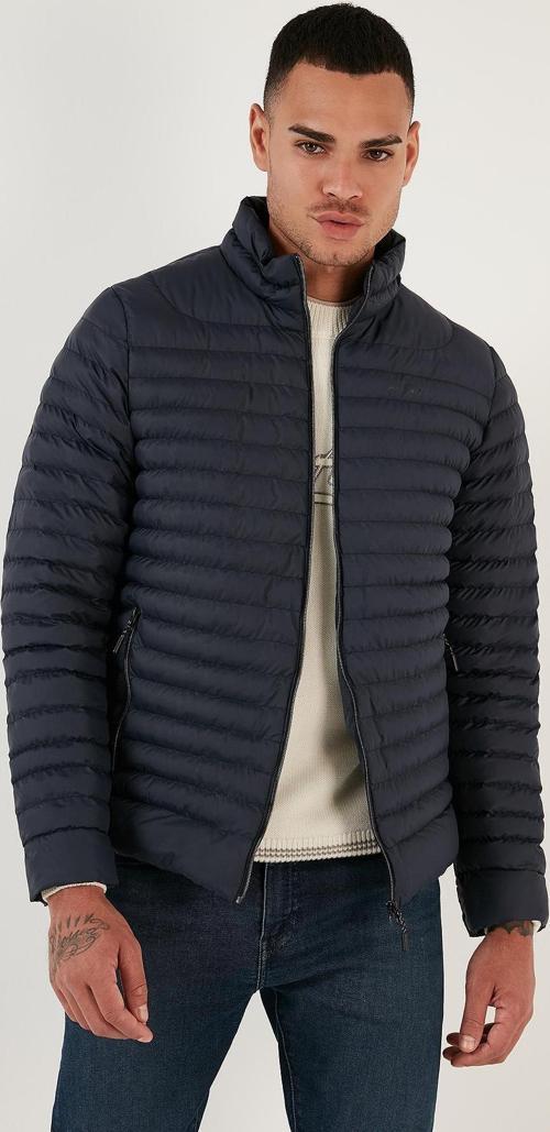 Su İtici Slim Fit Cepli Dik Yaka Şişme Erkek Mont 649010 LACİVERT