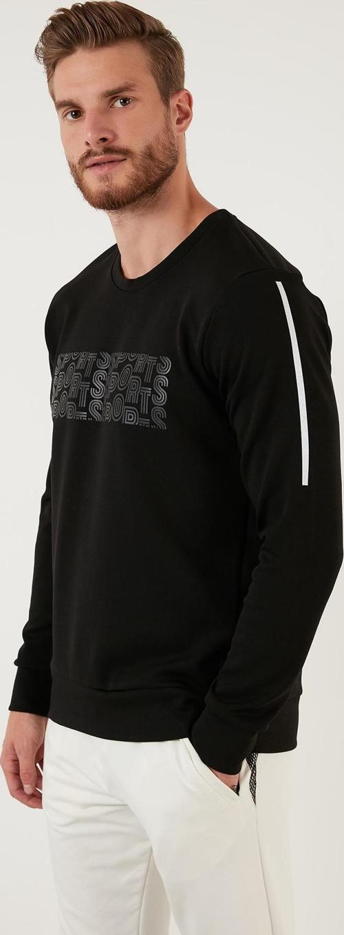 Baskılı Regular Fit Bisiklet Yaka Pamuklu Erkek Sweat 5905327 SİYAH