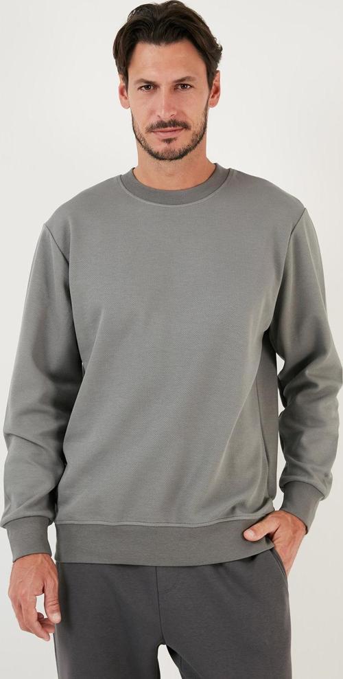 Pamuklu Bisiklet Yaka Regular Fit Basic Erkek Sweat 5905521 AÇIK HAKİ